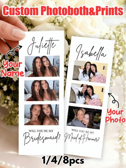 1/4/8pcs Available, Wedding Decor, Wedding, Wedding Gift, Bookmark, Valentine's Day Gift, Couple Photos, Gift, Decor, Thanksgiving Gift, New Year Gift, Party Decor, Custom Photo Booth Prints, Personalize Photo Booth Prints, Wedding Photo Booth Cards