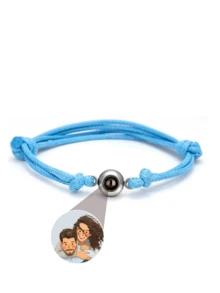 Pulsera trenzada con proyección de foto y dibujos animados personalizable | Diseño de cordón multicolor ajustable | Joyería conmemorativa personalizada | Ideal para parejas, regalos festivos y uso diario - Multicolor - Ver 11