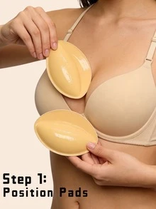 1 Pair Double-Sided Reusable Self-Adhesive Bra Pads, Thickened Invisible Bra Inserts, Waterproof For Swimming - Multicolor - View 1