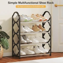 One Four-Tier Multi-Functional Shoe Rack/Storage Shelf For Entryways And Shoe Storage.Space-Saving Floor Design,Easy To Install, Durable And Rust-Proof. Suitable For Bedroom,Bathroom, Entryway, Hallway,Bedroom, Dormitory, And Living Room Shoe Storage - Multicolor - View 2