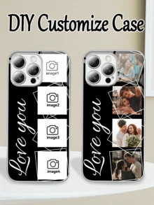 1 Personalized Custom Family And Friend Couple Four Photo Signature Anti Fall All Inclusive Lens, Silver High-Definition Glass Smartphone Protective Case, Simple Style Compatible With IPhone11/12/13/14/15/16pro/16plus/16E/17/17pro/17promax/Air/S25/S25ultra/S25plus/A56/ Other Models Are Suitable For Giving Gifts To Friends - Silver - View 1