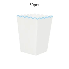 10pcs/30pcs/50pcs Light Blue Popcorn Boxes, Small Light Blue & White Wavy Edge Paper Popcorn Bags Candy Containers, Suitable For Birthday Party, Wedding, Baby Shower, Movie Night Party Favors - Blue Lace - View 9