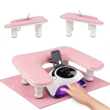 专业U型可调节美甲扶手 - 符合人体工学的美甲手枕，配有柔软可拆卸PU皮革垫，倾斜防滑设计，舒适支撑手腕，是美甲沙龙、家庭工作室、美甲师、初学者、沙龙老板的理想之选 - 完美的母亲节礼物 - 美甲工具、美甲技师用品、美容沙龙设备、美甲用品、配件 - 彩色 - 查看 2