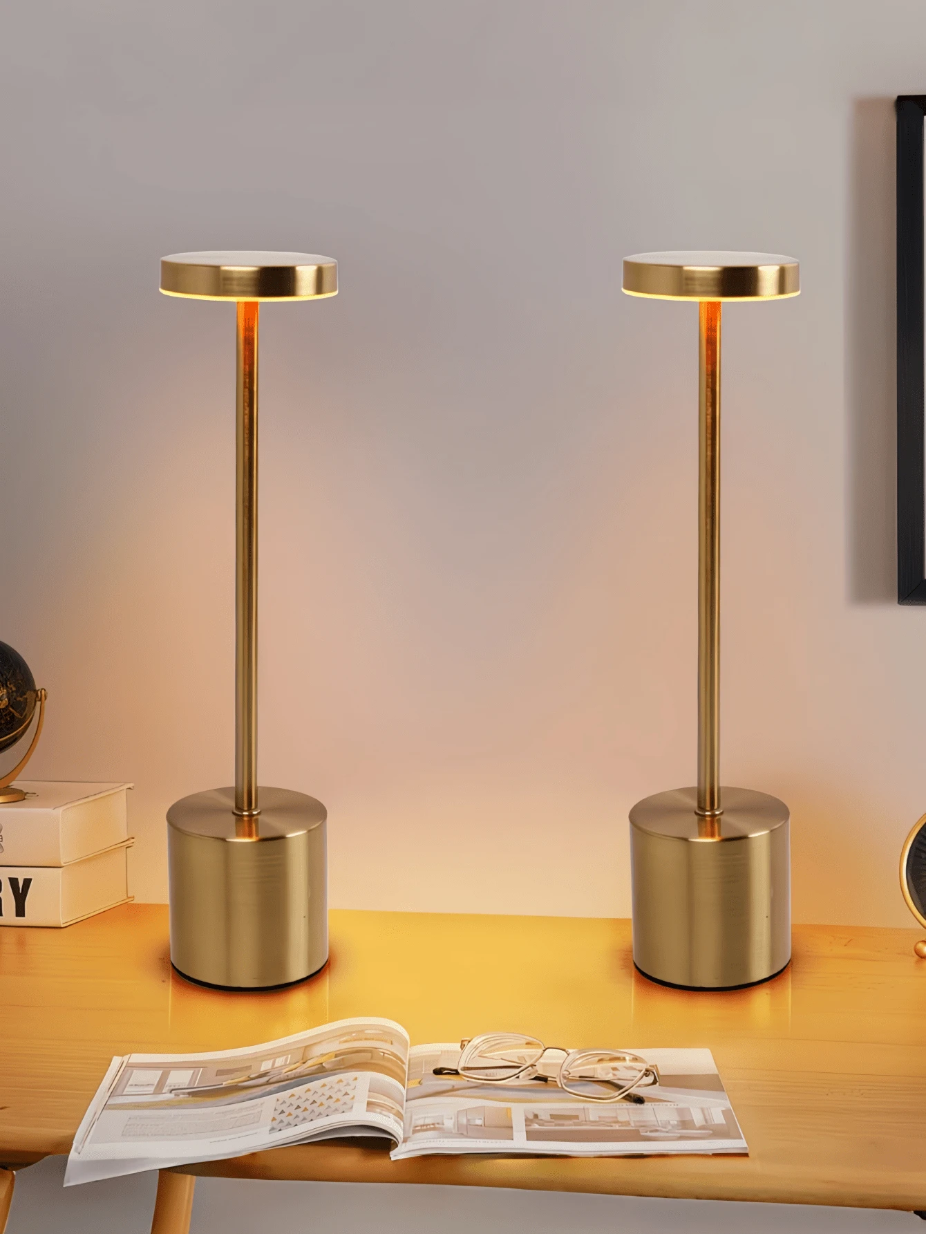 1pc Wireless Rechargeable LED Desk Lamp, 3 Color Temperatures, Dimmable Brightness, Suitable For Outdoor, Dining Room, Bedroom, Home, Coffee Table - Multicolor - View 1