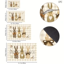 1pc Rabbit Plaid Pattern Printed Dish Drying Mat, Home Decor, Easter Gift, Easter Decoration, Espresso Machine Countertop Absorbent Mat, Sink Drain Mat, Soft Faucet Absorbent Mat, Sink Cup Mat, Kitchen & Bathroom Accessories - Multicolor - View 11