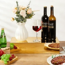 Golden Acrylic Display Box, Suitable For Restaurant Dining Tables, Living Room Coffee Tables, Balcony Tea Tables, Displaying Desserts/Drinks/Small Ornaments, Filling The Atmosphere Of Family Gatherings/Friends' Parties, With Neat And High-End Desktop Display. - Gold - View 3