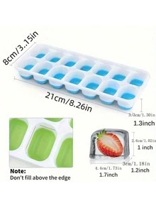 1/4 件装硅胶冰格，厨房小工具，14 格冰格模具，带可拆卸盖子，柔韧耐用，可堆叠，适用于冰箱冷冻室，返校必备 - 彩色 - 查看 4