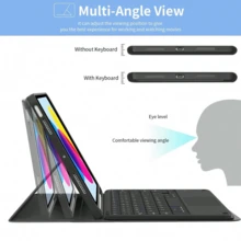 Detachable Rechargeable Touchpad Keyboard Case With Pen Slot, Compatible With Samsung Galaxy Tab / IPad / Redmi Pad SE, Magnetic Bluetooth Keyboard Cover (Light Gray) - Light Grey - View 6