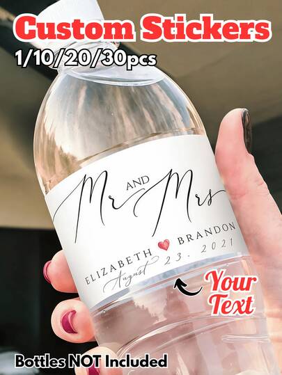 1/10/20/30pcs, Customized Water Bottle Stickers, Personalized Water Bottle Packaging Stickers, Can Be Used For Weddings, Birthdays, Parties, Baptisms, Anniversaries, Festivals And Other Decorative Water Bottle Labels, Decorative Supplies, Multi-Functional, ,Ornamental, Reusable, Exquisite, Stylish, High-Quality, Colorful, Modern, Custom, Personalized, Unique,For Housewarming