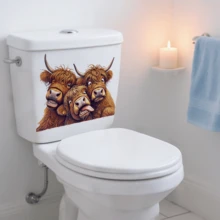 1/3件装趣味高地牛马桶贴纸，可爱装饰乙烯基贴纸，适用于浴室马桶盖或水箱，防水动物主题墙贴和贴纸家居装饰。 - 高地牛 - 查看 4