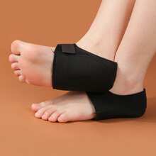 QKC 1 Pair Unisex Heel Cushion Pads, Shock Absorbing, Leg Pressure Relief, Adjustable Strap, Anti-Slip Insoles - Black - View 3