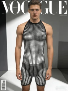 Men's Underwear Bodysuit Boxer Briefs Erotic Fun Knitted Sheer See-Through Stretchy Bodysuit - Black - View 5