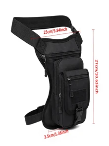 Motorcycle Thigh Bag | Tactical Design, Can Hold Phone And Essentials, Lightweight, Zipper Closure, Adjustable Strap - Black - View 1
