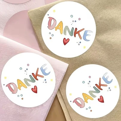 12/36pcs German Hand-Painted Thank You Stickers - Pastel Colors Suitable For Gift Wrapping, Party Decorations, Corporate Gifts - Compatible With Scrapbooking, Planners, Journals, Cute Stickers, Thank You Sticker, Stickers, Sticker For Teacher, Scrapbooking Supplies