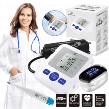 Digital Pulse Oximeter + Digital Blood Pressure Monitor + Thermometer, Three-Piece Set. - 淺藍色 - 查看 12