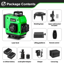 ONEVAN 16 Lines 4D Laser Levels 360 Horizontal Vertical Green Line Laser Level Self-Leveling Measure Leveling Tool - UK Plug(220-240V) - View 14