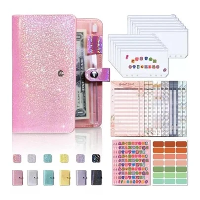 a6 lleno de estrellas Carpeta de Cuaderno A6,Sobres de ​Presupuesto para Dinero en Efectivo,Carpeta de Presupuesto con Hojas de Presupuesto de Gastos y Etiquetas para Organizador de Dinero