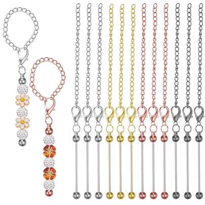 4/8件套空白金属钥匙扣带链，串珠钥匙扣制作套装，适用于串珠DIY工艺品珠宝吊坠装饰、礼品、水瓶挂饰（4种颜色可选）