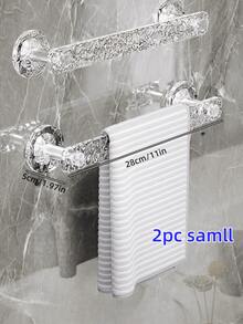 1/2pcs Bathroom Towel Rack, Acrylic Wall Mounted Shoe Rack, Bathroom Storage Organizer - White - View 9