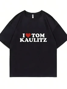 Vacation Outfits Men German Rock Band Tokio Hotel I Love Tom Kaulitz T-Shirt Men Men Punk Gothic Short Sleeve T-Shirt Men's Pure Cotton Tee 72492 - 黑色 - 查看 1