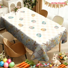 1/20 pièces Nappe thème de Pâques et printemps, motif d'œufs de Pâques et de lapin, convient pour les rassemblements de fête, la cuisine, la décoration de salle à manger, la décoration de fête de printemps/été, la décoration de Pâques, cadeau de Pâques - Multicolore - Voir 6