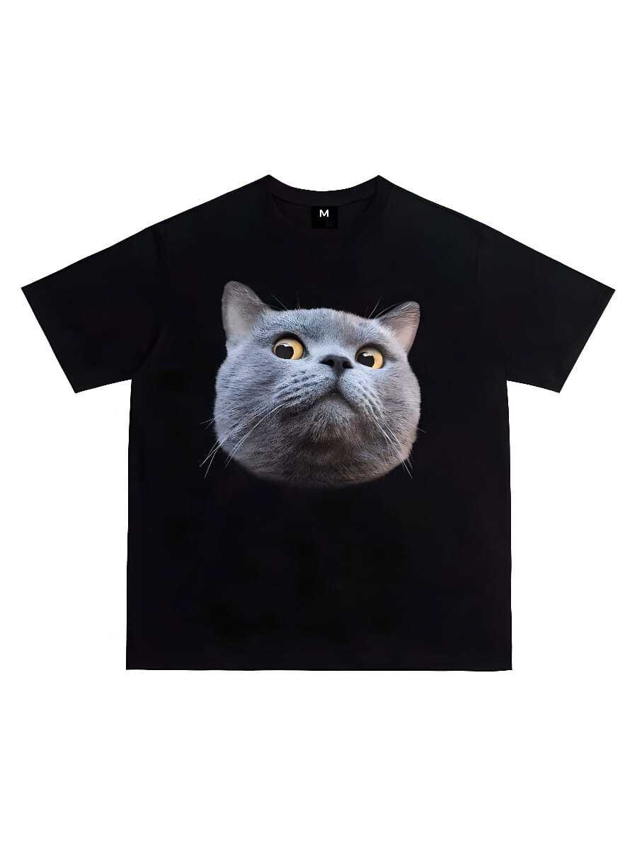 Girls Blouse Kawaii Tops House Pet Print Streetwear Men's TShirt Cute Cat Graphic Kittens Avatars Clothing Men Y2k Clothes - Black - View 1