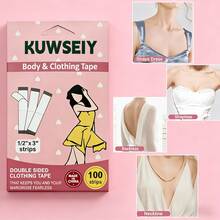 100 Strips Women's Clear Waterproof Strong Adhesive Double Sided Fabric Tape No Slip Wardrobe Invisible Transparent Fashion Body Tape To Secure Clothing Lingerie Dresses For Daily Travel Wedding Party, Body Tape, Boob Tape, Daily Wear And Special Events, Spring Outfits For Women, Travel Essential - 1 - 查看 1