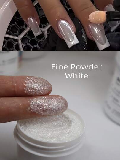 30克/瓶 透明月光白指甲粉，适用于亮泽指甲 - 可提亮任何颜色的底色，打造铬光效果，美人鱼粉固体，魔镜效果，闪粉美甲，凝胶指甲油颜料