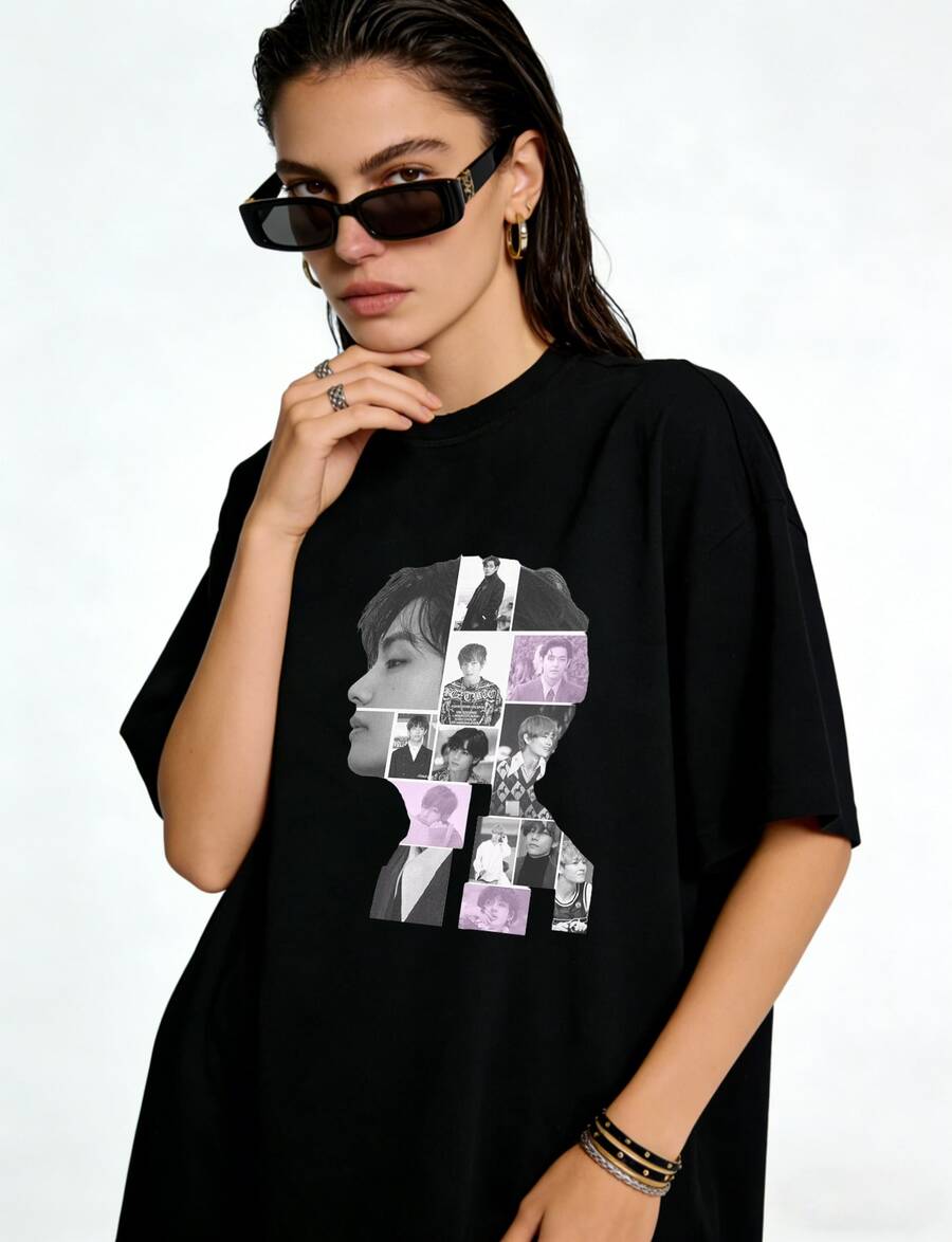 BT S  Bangtan Boy Graphic Short Sleeve Crew Neck T-Shirts Unisex Comfort Tees Breathable Summer Outfits For K-Pop Concerts Fan Events Casual Daily Use Gift For Teens Adults - black4 - 查看 1