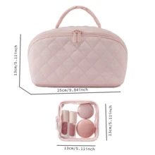 Makeup Bag For Travel, Women Large Capacity Cosmetic Bag 2 Pcs Petition Toiletry Bag Spacious 180° Open Cosmetic Organizer For Toiletries & Brushes With Compartments - Multicolor - View 3