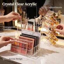 3pcs Transparent Acrylic Makeup Organizer, Space-Saving Eyeshadow Palette, Lipstick, Eyebrow Pencil, Brush Holder Countertop Cosmetic Storage Box - Multicolor - View 4