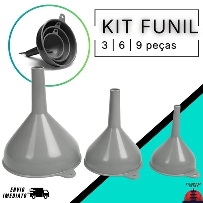 Kit Funil 6 Peças P M G Plasduran Resistente Multiuso Combustível Cozinha Óleo