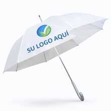 Paraguas Blanco Sombrilla Bastón Reforzada Semiautomática publicitaria - Blanco - Ver 2