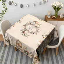 1/20 Peças Toalha de Mesa de Páscoa, Design de Impressão de Ovos de Páscoa e Coelho, Toalha de Mesa Bege, Ideal para Cozinha, Sala de Jantar, Decoração de Piquenique, Fácil de Cuidar e Durável, Item Doméstico Versátil para Várias Ocasiões - Multicolorido - Visão 9