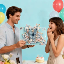 1张3D立体蝴蝶贺卡 - 适合送给妻子、丈夫、女友、妈妈、爸爸、父母（生日、祝贺、感谢、周年纪念） - 彩色 - 查看 7