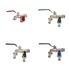 1 pièce Robinet de jardin à double sortie - Connecteur 1/2", parfait pour l'arrosage toutes saisons et l'entretien de la pelouse, compatible avec les arroseurs et les pistolets à eau, convient pour 10 emplacements différents, avec plusieurs composants et installation à trou unique Robinet extérieur - Taille unique - Voir 10