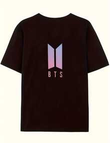 K-Pop B TS Bangtan Boy  Fan Short Sleeve T-Shirt Crew Neck Casual Graphic Tees For Teens Adults Soft Comfortable Concert Wear Daily Outfits Ideal Gift For Music Lovers - đen1 - Xem 3