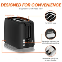 SUPERLEX 2 Slice Toaster Features Seven Toasting Levels, Extra-Wide Slots, Defrost And Preheat Functions,750W Of Fast Heat,An LED Indicator Light,And A Removable Crumb Tray For Easy Cleaning.Suitable For Toast,Croissants, Paninis,Sandwiches And Various Snacks - UK Plug(220-240V) - View 10