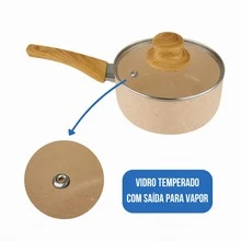 5-Piece Ceramic Cookware Set With Nonstick Glass Lid For Gas Stove Kitchen - 奶油 - 查看 5