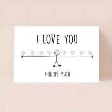 1张趣味心形“我爱你这么多”卡片，适合母亲节、情人节、圣诞节、生日等场合，向妈妈、朋友、丈夫、男友、妻子、女友、家人、兄弟姐妹、父母、伴侣、同事、同学、爱人和挚友表达爱意。圣诞礼物。 - 彩色 - 查看 8