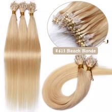 100Strands Micro Ring Loop Tip Remy Human Hair Extensions Straight Micro Beads Link Hair 0.5g/Strand Pelucas De Cabello Humano #1 Jet Black #1B Natural Black #2 Dark Brown #4 Medium Brown #6 Light Brown #24 Natural Blonde #27 Dark Blonde #60 Platinum Blonde #613 Bleach Blonde #4/27 Medium Brown/Dark Blonde #12/613 Golden Brown/Blonde #18/613 Ash Blonde/Bleach Blonde - #613 Bleach Blonde - 查看 2