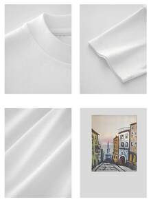 Bequemes Herren-T-Shirt mit kurzen Ärmeln und Rundhalsausschnitt, einzigartigem Stadtbild-Grafikdruck, atmungsaktivem Baumwollstoff für lässige Alltagskleidung, urbaner Stil, Grafik-T-Shirt - Weiss - Übersicht 4