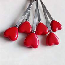 6/12pcs Stainless Steel Cutlery Set With Heart-Shaped Handles, Including Coffee Spoons, Ice Cream/Dessert Spoons, Salad Forks, Creative Heart Design, Cute Condiment Spoons, Perfect For Party & Afternoon Tea - Multicolor - View 8