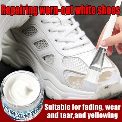 White Shoe & Boot Color Restoration Cream - Strong Adhesion PU Leather Color Repair Agent, Addressing Wear And Scratch Issues, Quick Drying And Waterproof, Suitable For Leather Shoes, Bags, Watch Straps And Other Details Renewal