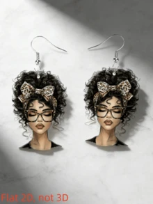 2pcs Fashion Curly Hair & Leopard Bow Pendant Earrings, Stylish & Lightweight, Elegant Gift, Suitable For Daily And Party Wear, All Seasons - A - View 5