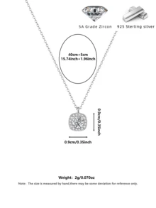 S925纯银方形糖果项链，镶满锆石，优雅女士日常派对旅行生日节日礼盒装，四季皆宜。 - 銀色 - 查看 8
