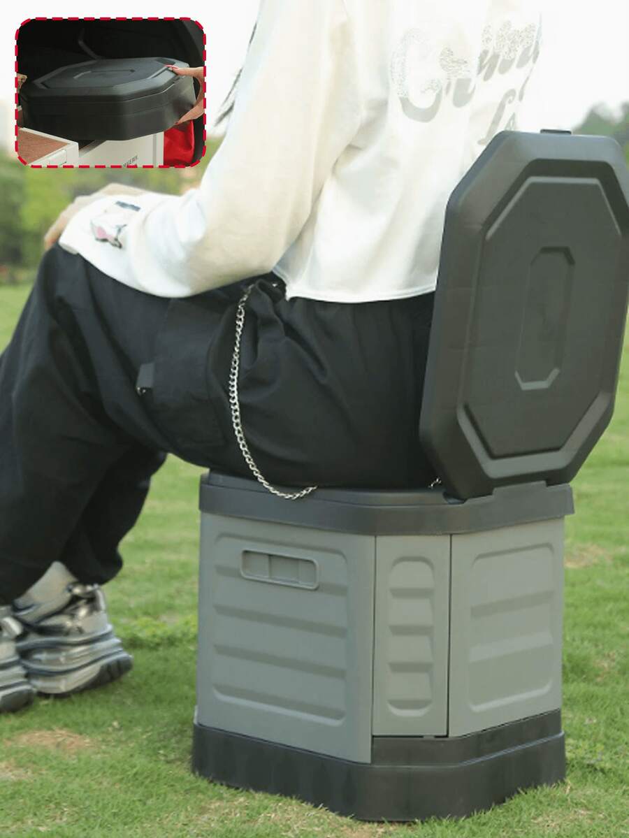 Tragbare, geruchsdichte Outdoor Tragbare Toilette/Mülleimer/Auto Zubehör Aufbewahrungsbox für Reisen; Faltbare Auto Toilette mit Deckel und Griff; Hergestellt aus geruchsdichtem PP/ABS Material; Faltbar zur Platzersparnis, leicht zu reinigen, kann verstaut werden; Multifunktional - Autoinnenraum Stauraum/Auto Toilette/Outdoor Sitz/Alltagsmülleimer