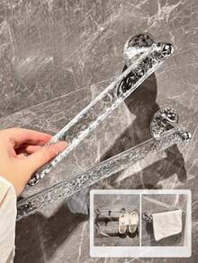 1/2pcs Bathroom Towel Rack, Acrylic Wall Mounted Shoe Rack, Bathroom Storage Organizer - White - View 5