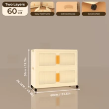 Foldable 2/3/4/5-Tier Storage Cabinet With Wheels | No-Assembly Dustproof Organizer | Large Capacity For Bedroom/Living Room - Apricot - View 10