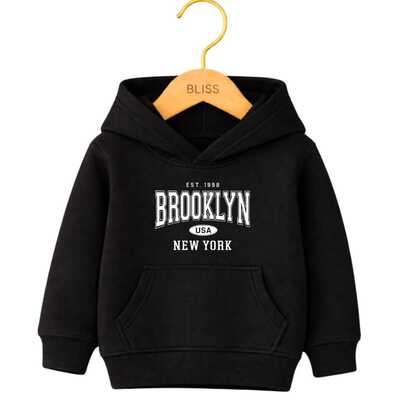 Moletom Infantil Canguru Estampa Brooklyn Usa New 2021 Blusa de Frio Modinha Gringa Inverno Despojada